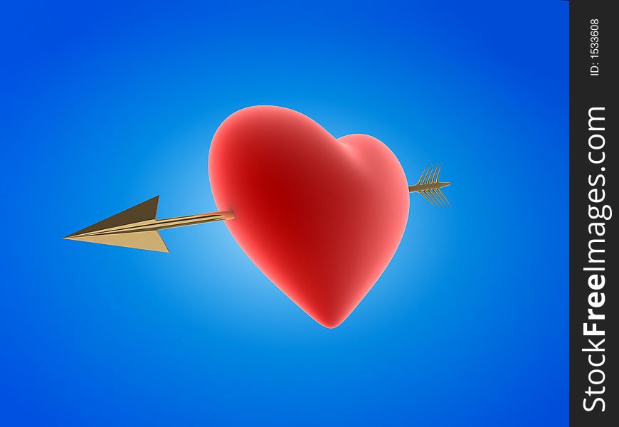 Red heart with golden arrow