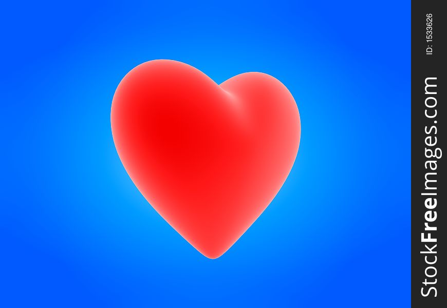 Red heart on a blue background