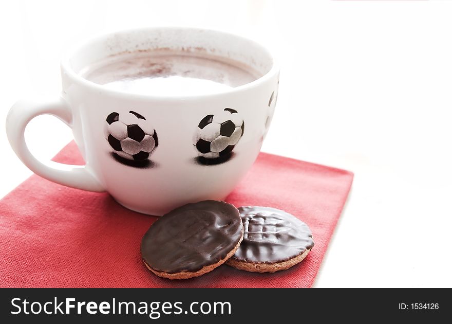 Hot chocolate in soccer cup