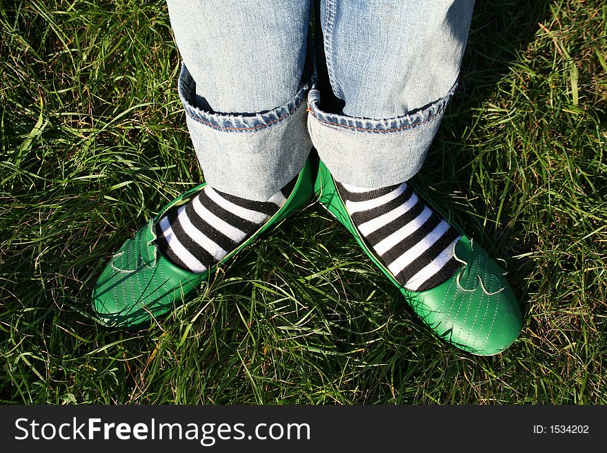 Duck feet shoes in grass