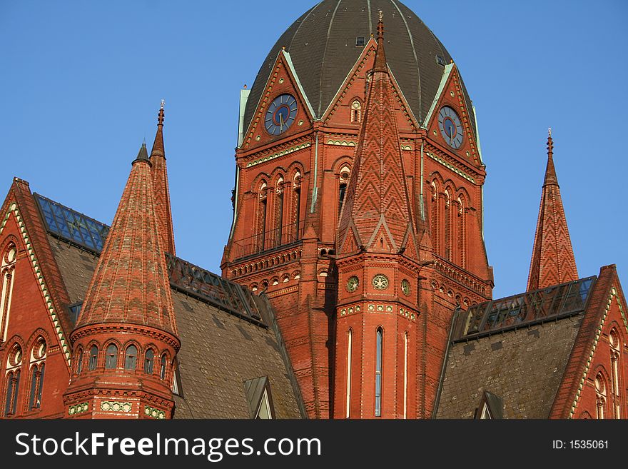 Details of red brick church, berlin, germany
