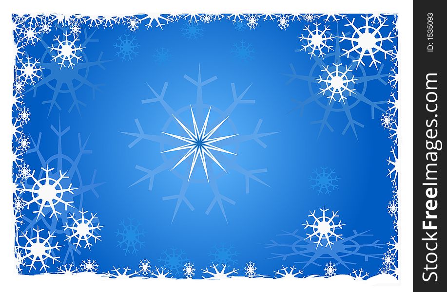 Snowflake background in blue - vector illustration