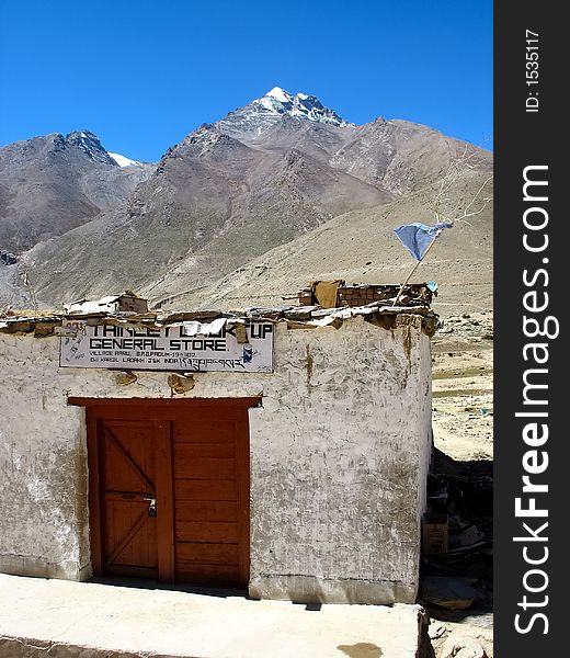 Small tibetan store, Zanskar valley, Ladakh, India.