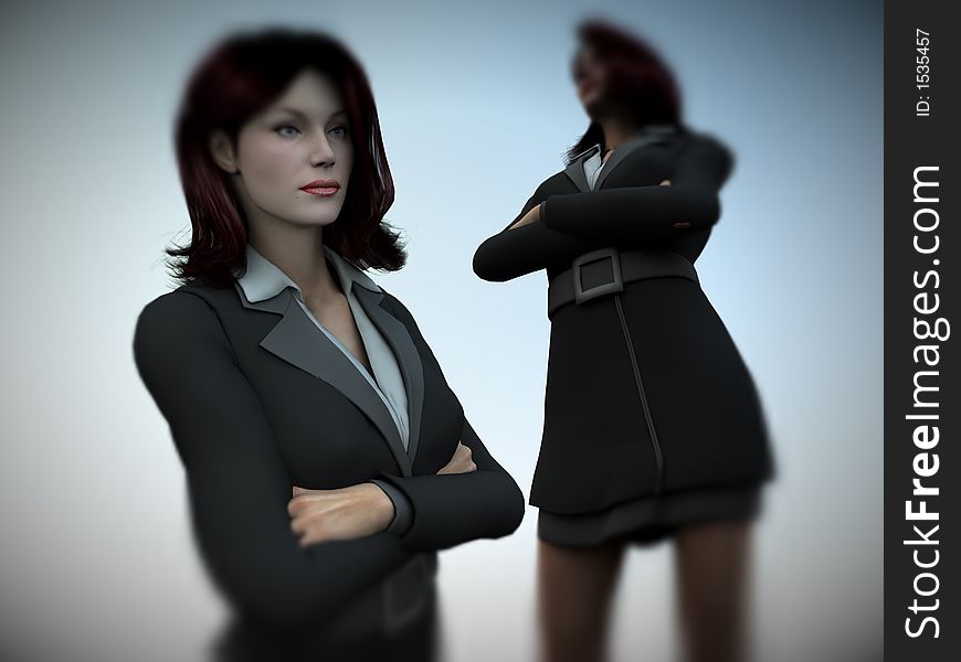 A computer created image of a pair of business women. A computer created image of a pair of business women