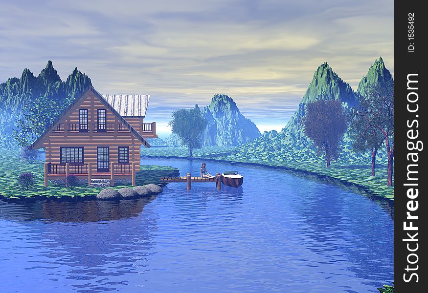3D Render Bend Of The River