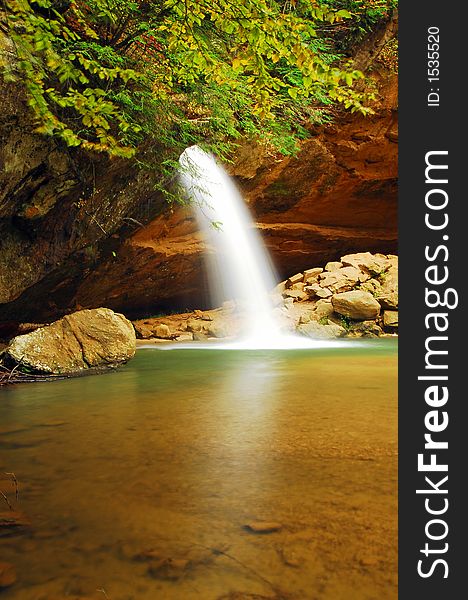 Lower Falls at Old Man's Cave, Hocking Hills State Park, Ohio. Lower Falls at Old Man's Cave, Hocking Hills State Park, Ohio