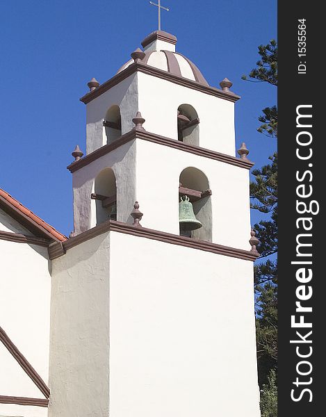 Bell tower of an old California mission.