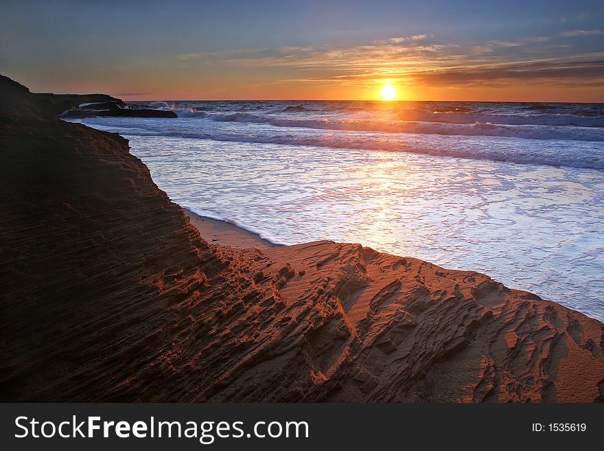 Sunset at Anse des Baleiniers, cap-aux-meules, iles de Madeleine, Quebec, Canada. Sunset at Anse des Baleiniers, cap-aux-meules, iles de Madeleine, Quebec, Canada