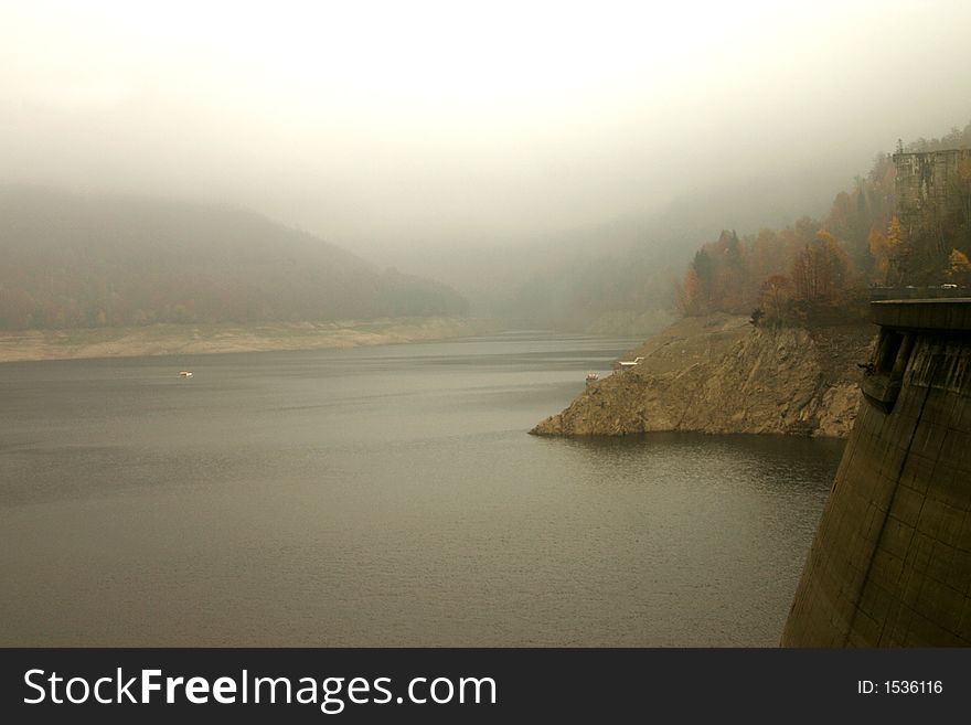 Magic lake of Vidraru Dam - Romania, 166 m hight, 465 millions mc, build in 1966