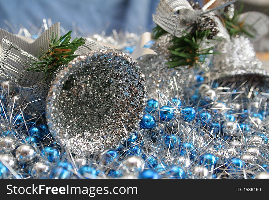 Christmas composition with bells and decorative chain. Christmas composition with bells and decorative chain