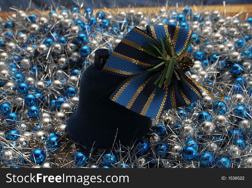 Christmas composition with bells and decorative chain. Christmas composition with bells and decorative chain