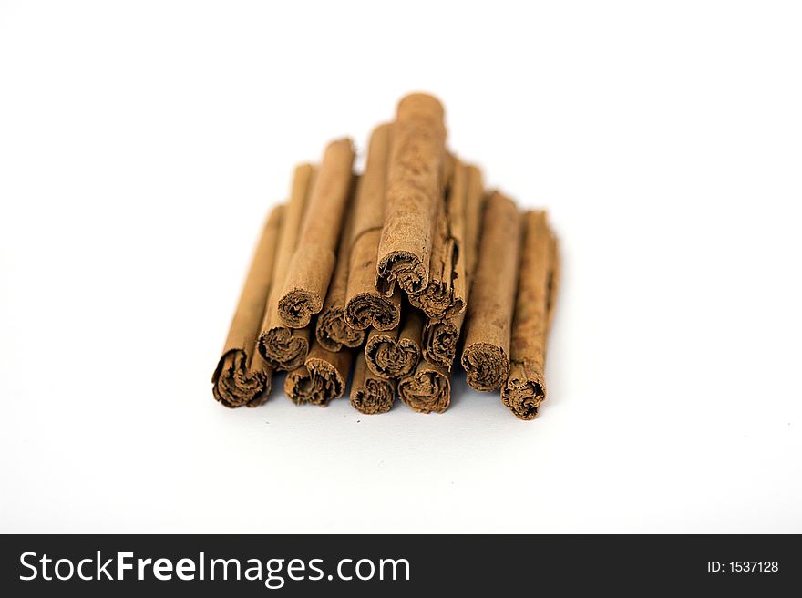 A pyramid of cinnamon sticks from Sri Lanka.