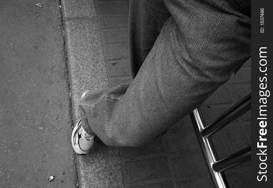 Picture of one of my friends while waiting for the bus. Picture of one of my friends while waiting for the bus