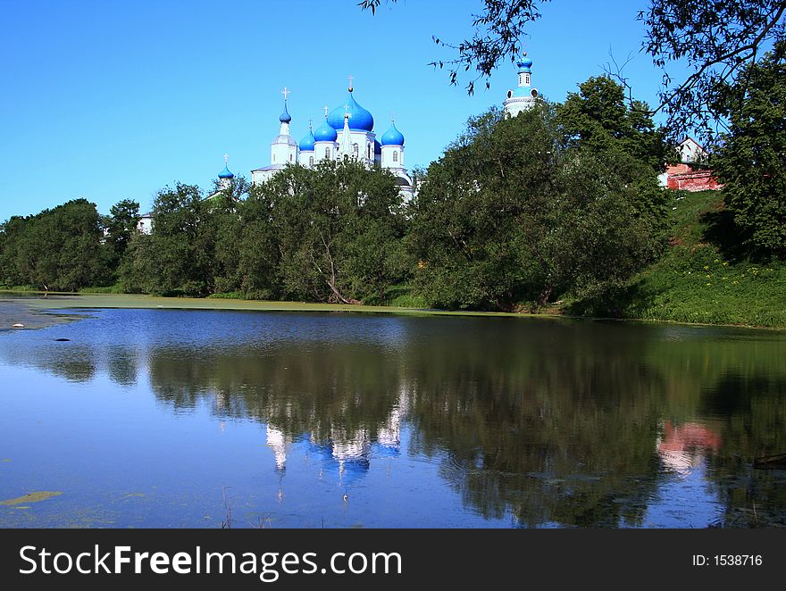 Women' convent and its reflection at lake. Women' convent and its reflection at lake