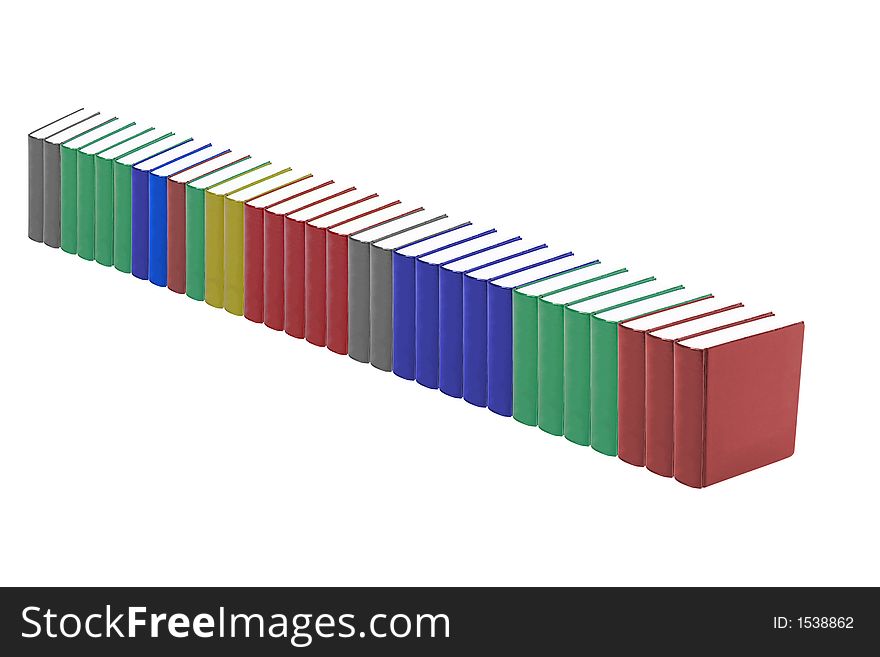 Hardcover colorful books isolated on a white background