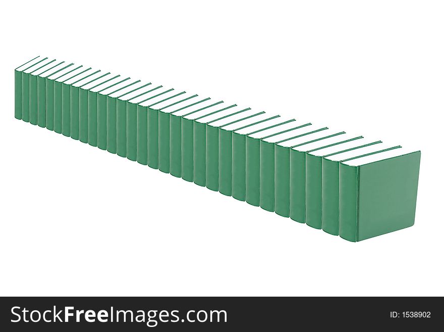 Hardcover green books isolated on a white background