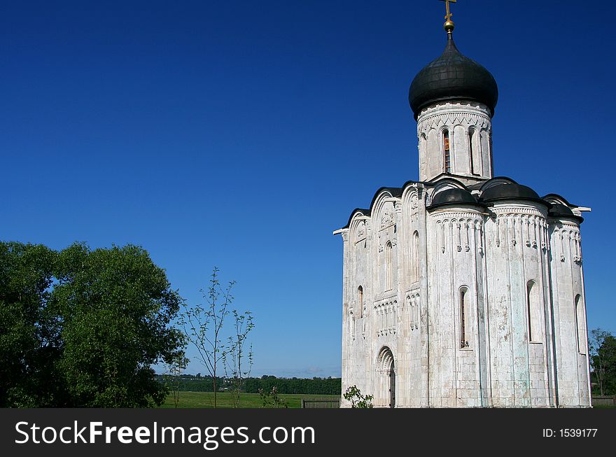 Small ancient orthodox church at sunny summer morning. Small ancient orthodox church at sunny summer morning