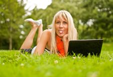 Young Woman With Laptop Royalty Free Stock Image Young Woman With Laptop Royalty Free Stock Image