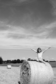 Happy Teenager Loving Nature From Hay Bales Royalty Free Stock Photo Happy Teenager Loving Nature From Hay Bales Royalty Free Stock Photo