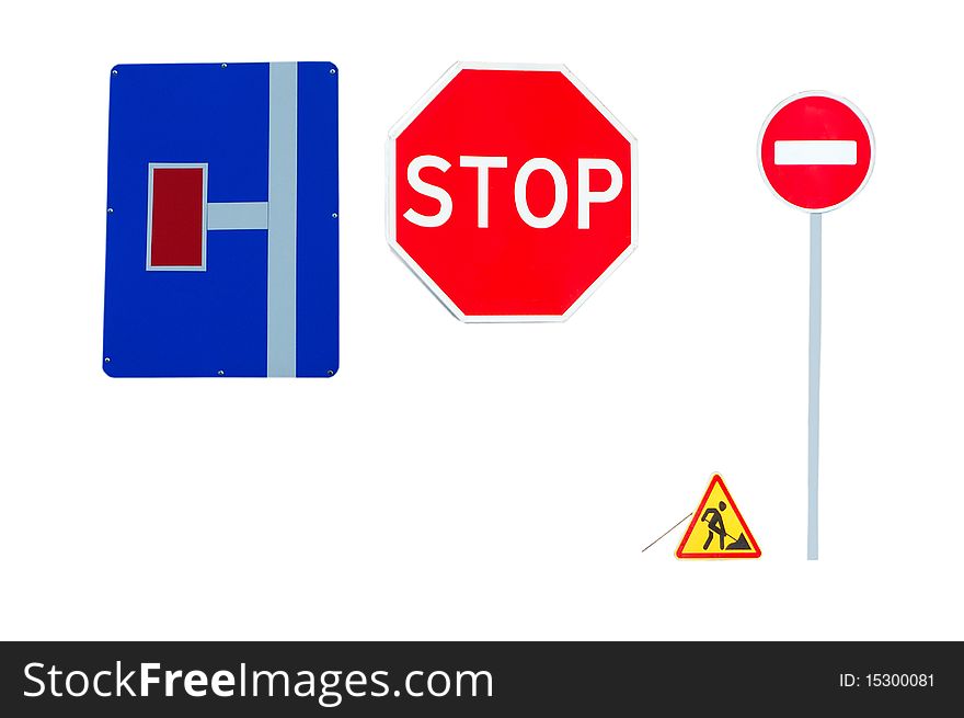 The traffic sign is isolated on a white background
