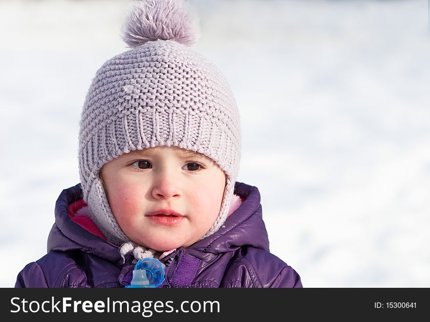 Little girl outdoor in winter