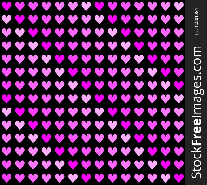 Romantic background with pink hearts over black . The width and height of the one heart are 400 px . Romantic background with pink hearts over black . The width and height of the one heart are 400 px .