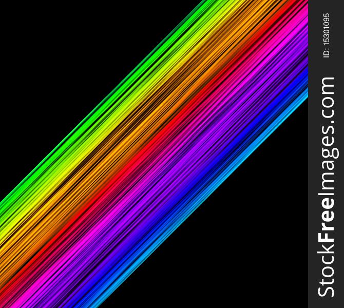 Abstract colourful lines of a rainbow on a black background