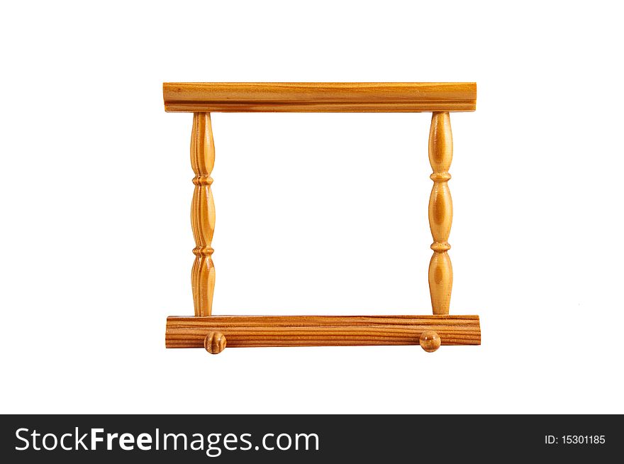 Simple but very useful lacquered  pine frame isolated on white. Simple but very useful lacquered  pine frame isolated on white