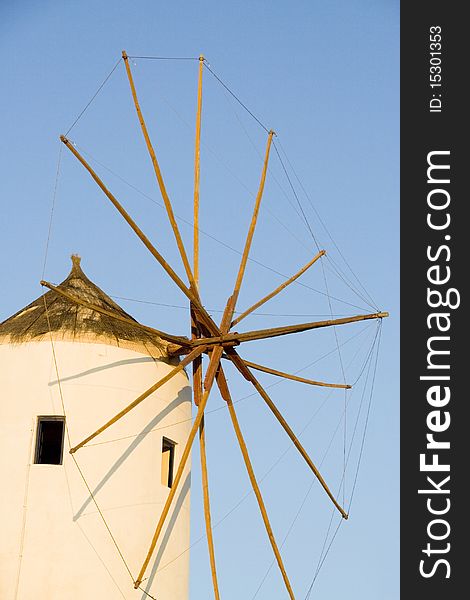 A windmill in santorini, greek island