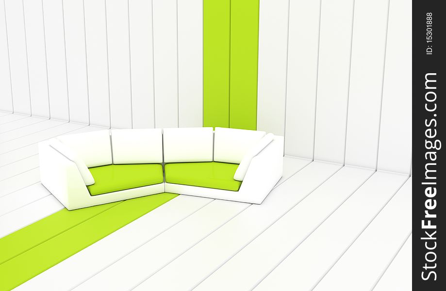 Sofa in abstract interior