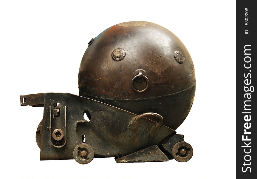 The old rusty bomb isolated on white background. The old rusty bomb isolated on white background