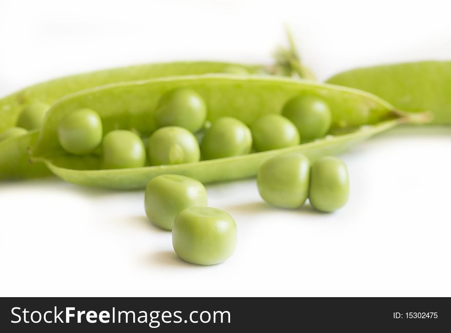 Fresh and tasteful peas in shells