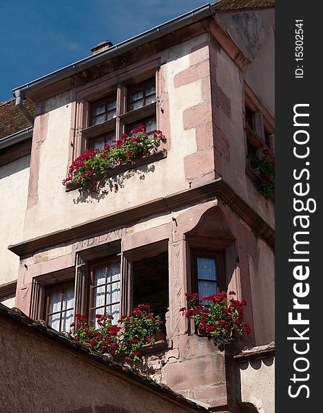 Corner of an old house in Alsace, France. Corner of an old house in Alsace, France