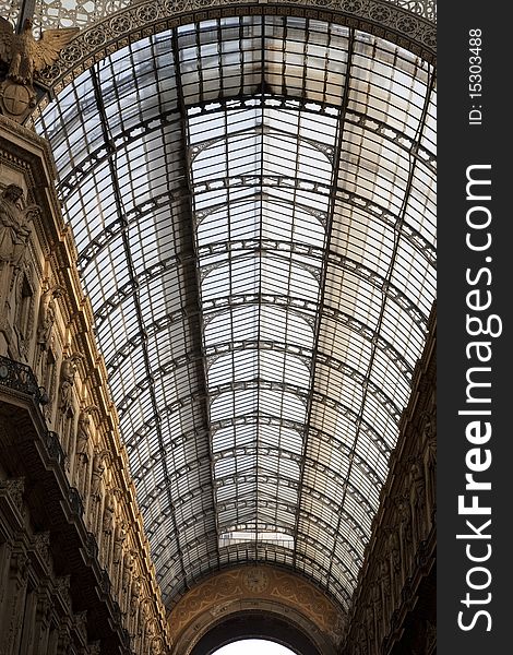 Roof of Vittorio Emanuele II Shopping Gallery in Milan; Italy. Roof of Vittorio Emanuele II Shopping Gallery in Milan; Italy