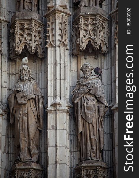 Saints in one of the doors of Seville's cathedral.