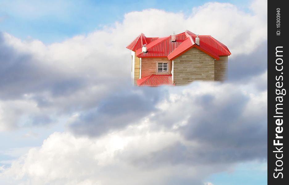 A house in the clouds. A house in the clouds