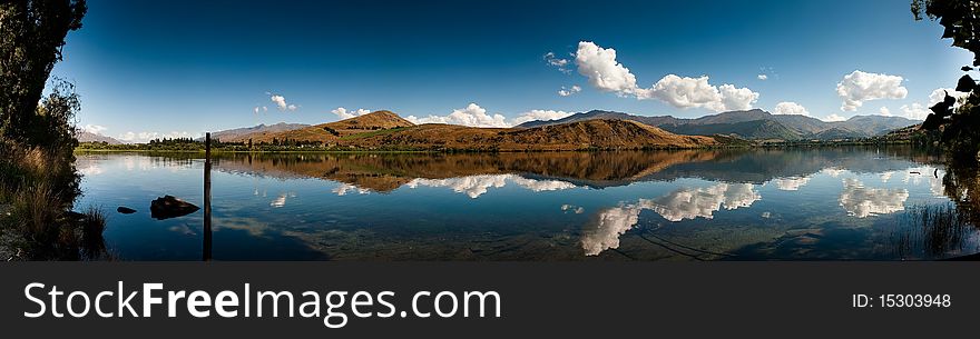 Mountains scene with blue sky