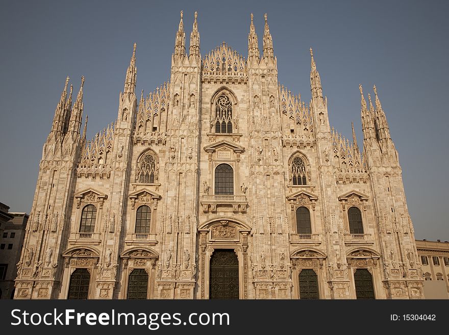 Main Facade of Duomo Cathedral Church in Milan. Main Facade of Duomo Cathedral Church in Milan