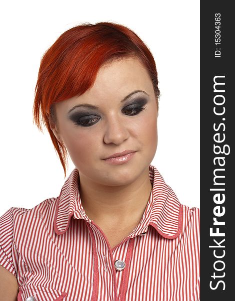 Close-up portrait of caucasian young woman with make-up. Close-up portrait of caucasian young woman with make-up