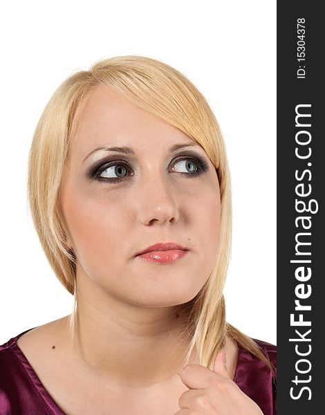 Close-up portrait of caucasian young woman with make-up. Close-up portrait of caucasian young woman with make-up