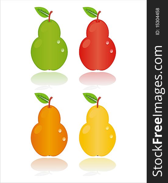 Set of 4 colorful pears. Set of 4 colorful pears