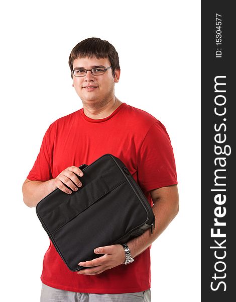 A young man with a briefcase. A young man with a briefcase