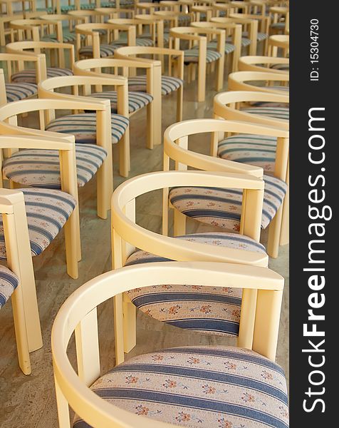 A group of comfortable empty textile meeting chairs. A group of comfortable empty textile meeting chairs