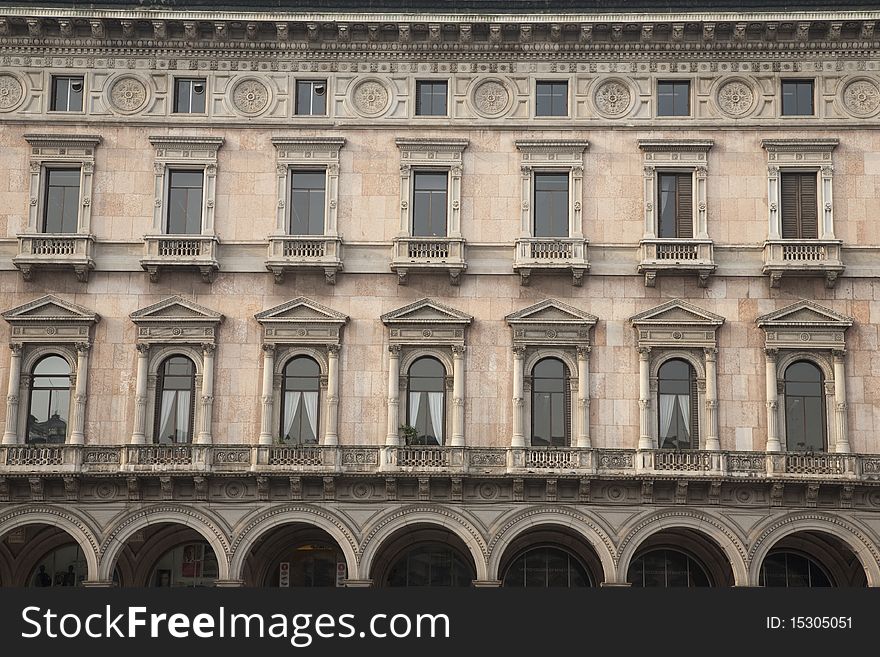 Facade on Duomo Square in Milan, Italy