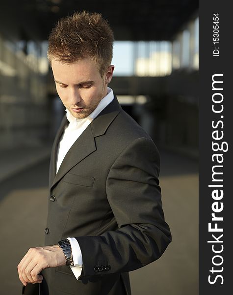 Closeup portrait of young businessman