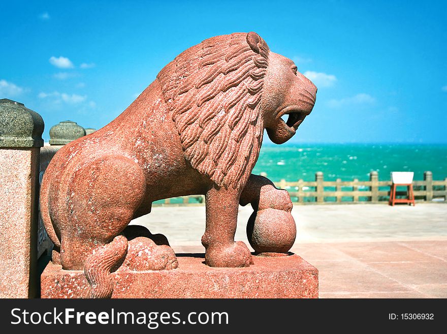 Huge  sculpted lion detail of Vivekananda memorial