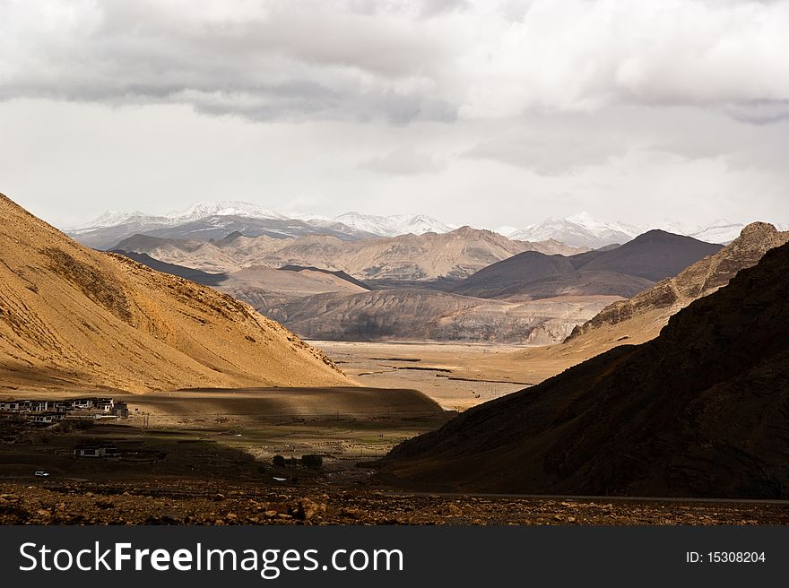 Yellow and brown wildness land in tibet of china. Yellow and brown wildness land in tibet of china