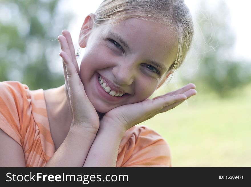 Isolated Portrait Shot Of A Cheerful Girl