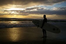 Surfer Watching The Sunset Royalty Free Stock Image Surfer Watching The Sunset Royalty Free Stock Image