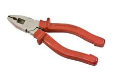 Flat-nose Pliers Isolated On The White Stock Photos